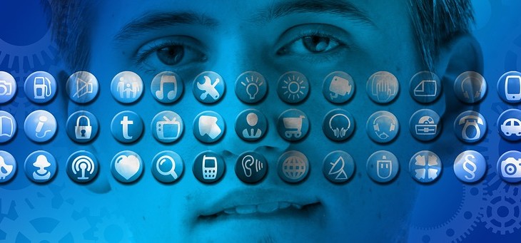 man with many social icons